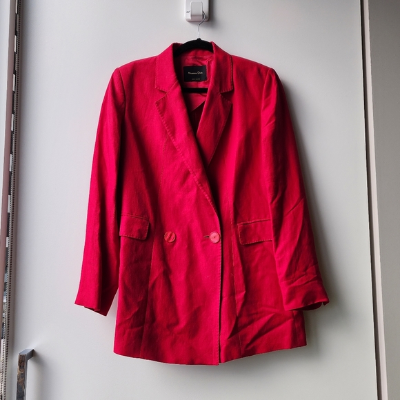 Massimo Dutti Barbiecore Bright Long Double Breasted Linen Blend Jacket - Picture 1 of 13